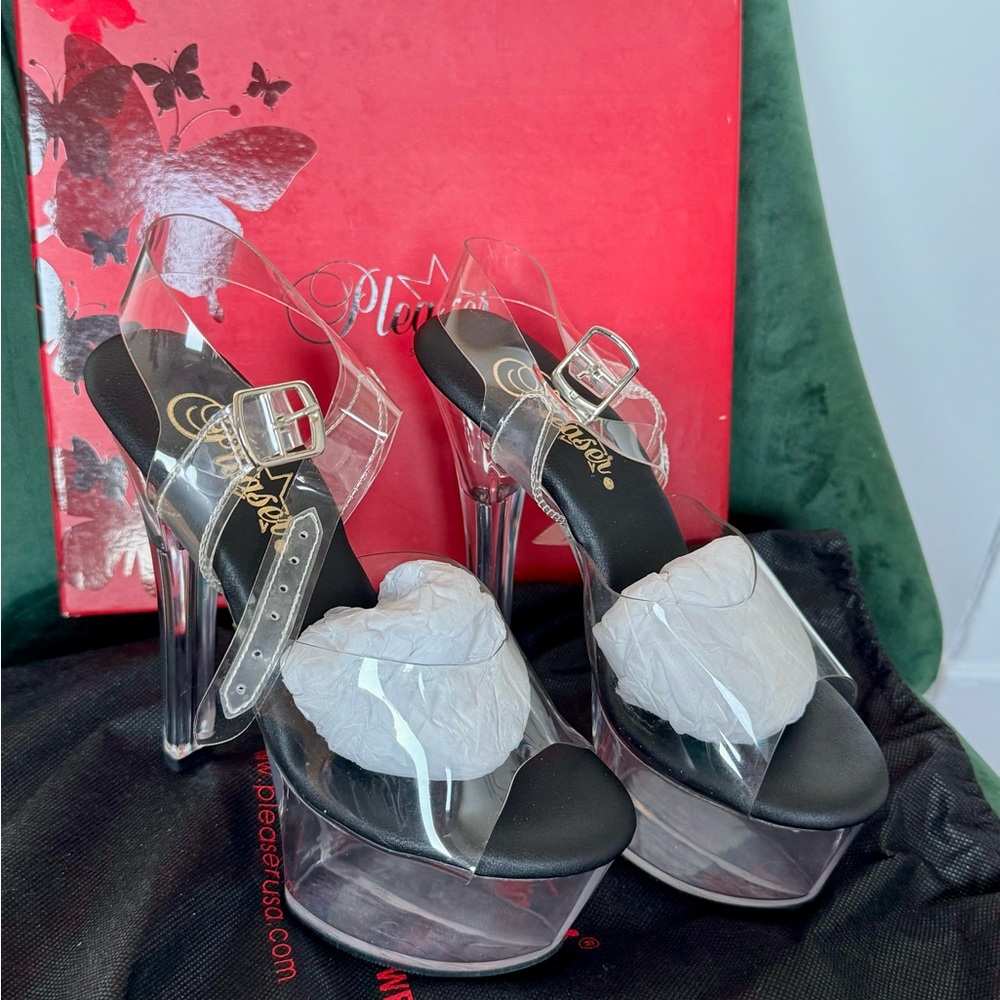 Pleaser Aspire 608 Pole Dance Dancing Shoes 6" Clear Lucit Pleasers - Picture 3 of 8
